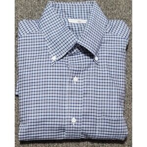 Luciano Barbera Men's Blue Plaid Check Cotton Sport‎ Shirt Size Medium